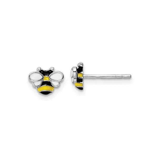 Sterling Silver Bumble Bee Stud Earrings with Enamel Detail J. Schrecker Jewelry Hopkinsville, KY