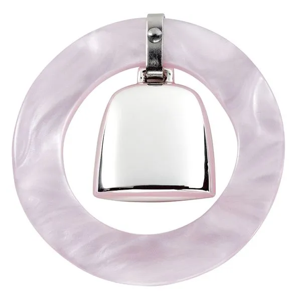 Salisbury Sterling Silver Baby Rattle Pink Pearlized Teething Ring J. Schrecker Jewelry Hopkinsville, KY