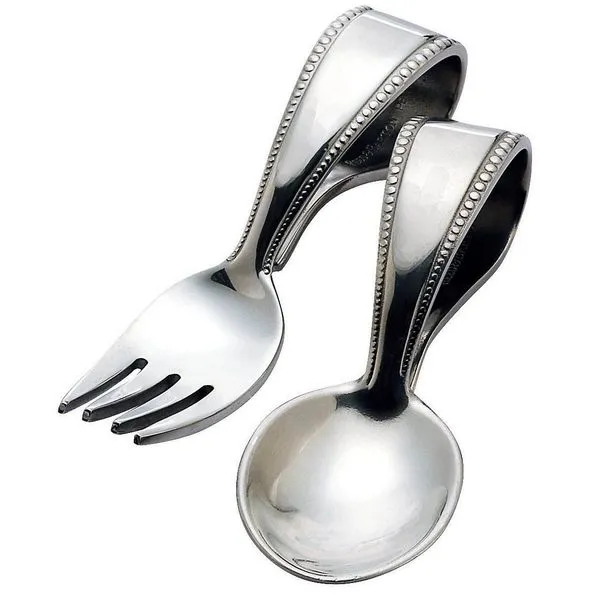 Reed & Barton Baby Beads Two Piece Feeding Set J. Schrecker Jewelry Hopkinsville, KY