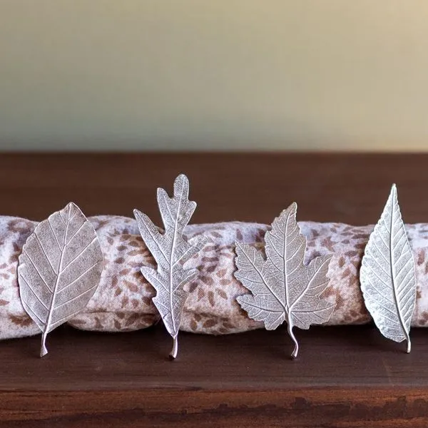 Pewter Leaf Napkin Rings, Set of Four J. Schrecker Jewelry Hopkinsville, KY