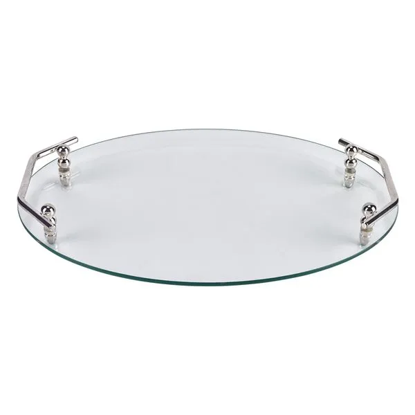 Oval Glass Tray with Chrome Handles J. Schrecker Jewelry Hopkinsville, KY