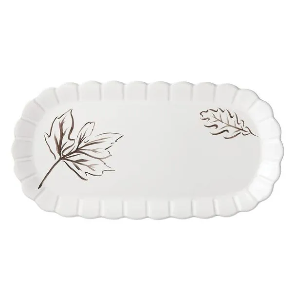 Lenox Alpine Harvest Hor D'Oevres Ivory Stoneware Tray with Leaf Design J. Schrecker Jewelry Hopkinsville, KY