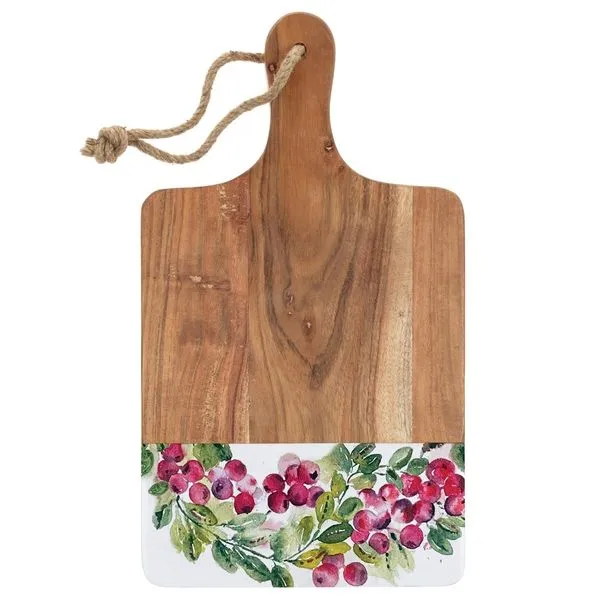 Cranberry Wreath Mango Wood Decorative Cutting Board J. Schrecker Jewelry Hopkinsville, KY