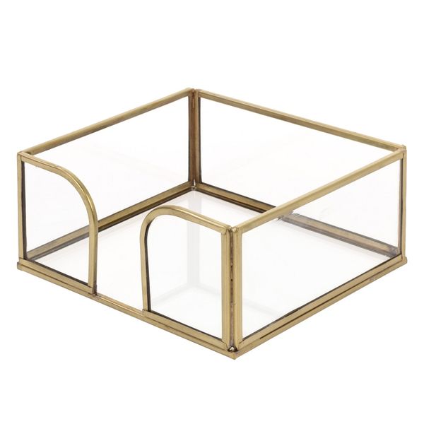 Clear Glass Cocktail Napkin Caddy with Gold-tone Finish J. Schrecker Jewelry Hopkinsville, KY