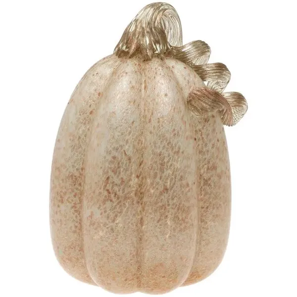 Large Glitter Champagne Hued Blown Glass Pumpkin with Curled Stem J. Schrecker Jewelry Hopkinsville, KY
