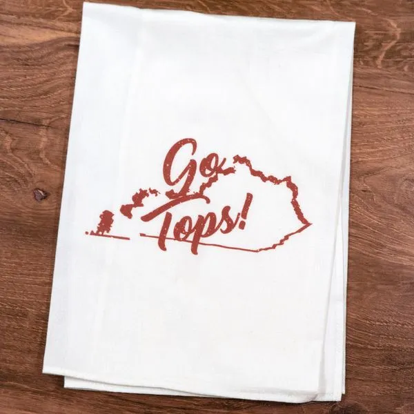 Go Tops! Western Kentucky University White Flour Sack Tea Towel J. Schrecker Jewelry Hopkinsville, KY