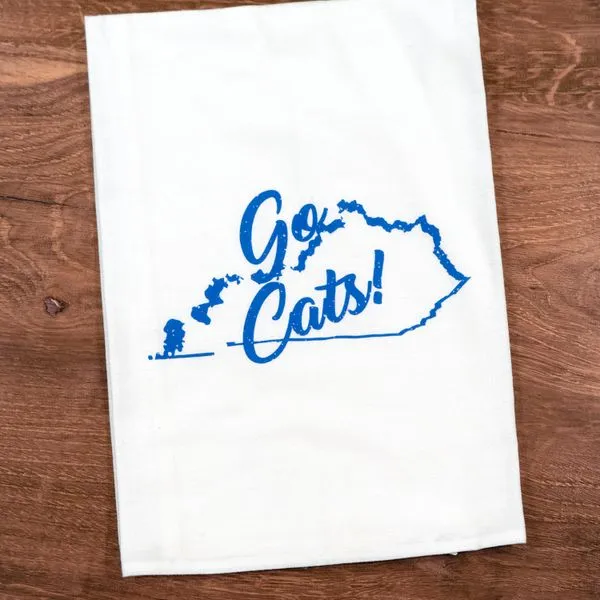 Go Cats! University of Kentucky White Flour Sack Tea Towel J. Schrecker Jewelry Hopkinsville, KY