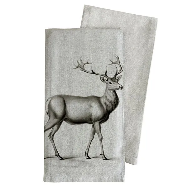 Natural Hued Cotton Linen Blend Vintage Deer Tea Towe J. Schrecker Jewelry Hopkinsville, KY