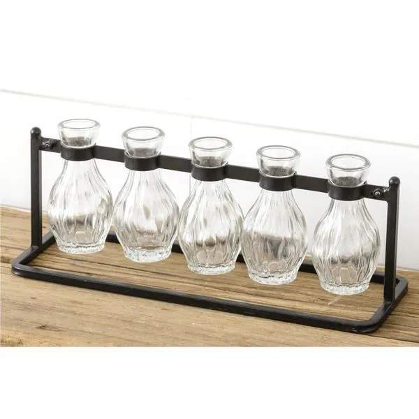 Set of Five Hanging Bud Vases in a Black Metal Frame J. Schrecker Jewelry Hopkinsville, KY