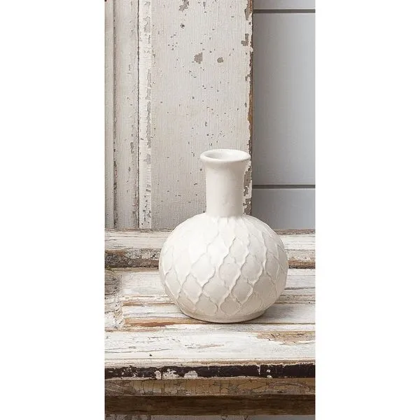 Textured Cream Geo Ceramic Bud Vase J. Schrecker Jewelry Hopkinsville, KY