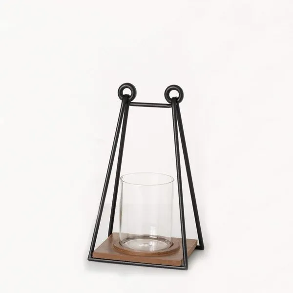 Small Triangular Black Wire Frame Lantern with Clear Glass Shade J. Schrecker Jewelry Hopkinsville, KY