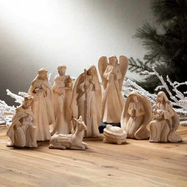 Whitewashed Finish Nine Piece Nativity Set J. Schrecker Jewelry Hopkinsville, KY