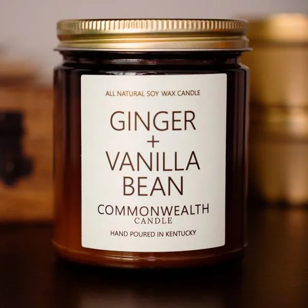 Commonwealth Candle Ginger Vanilla Bean 8 Ounce Soy Wax Candle J. Schrecker Jewelry Hopkinsville, KY