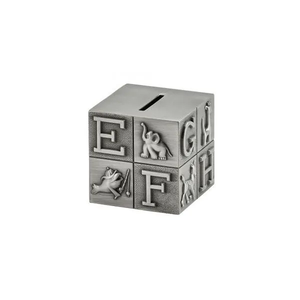 ABC Toy Block Bank in Pewter Finish Image 2 J. Schrecker Jewelry Hopkinsville, KY