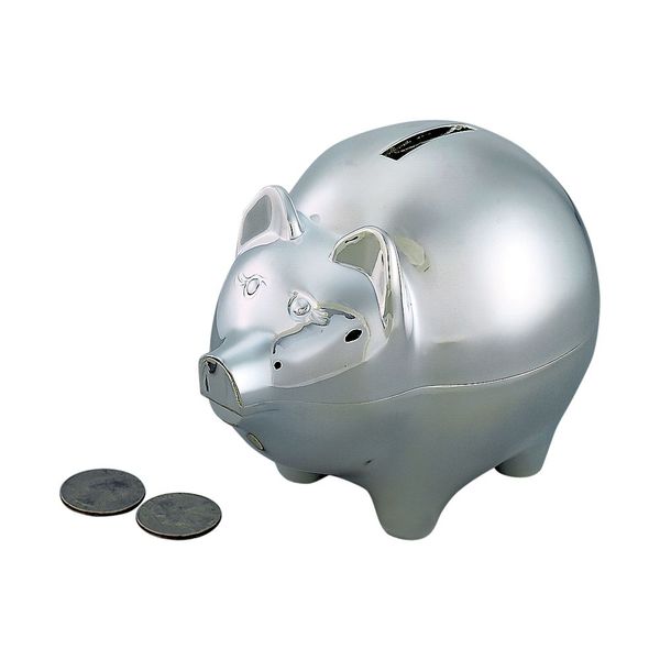Large Piggy Bank in a Polished Nickel Plated Finish J. Schrecker Jewelry Hopkinsville, KY