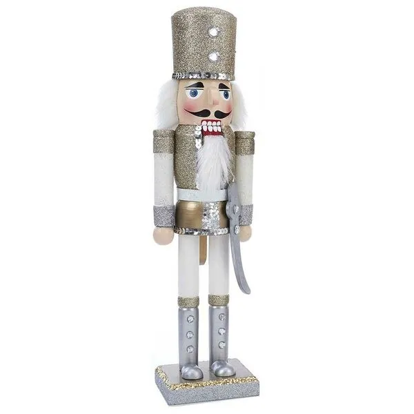 15 Inch Wooden Silver & Champagne Glitter Nutcracker with Silver Boots J. Schrecker Jewelry Hopkinsville, KY