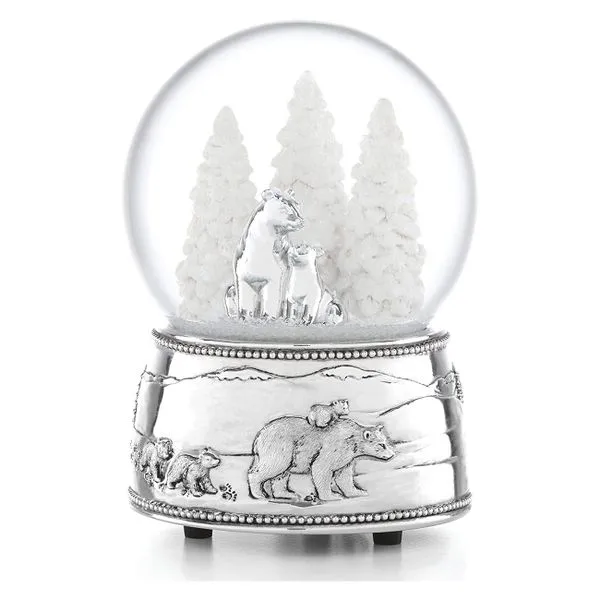 Reed & Barton North Pole Bound Polar Bears & Cubs Musical Snow Globe J. Schrecker Jewelry Hopkinsville, KY