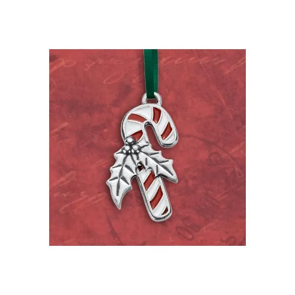 Candy Cane Pewter Ornament with Enamel Detail Image 2 J. Schrecker Jewelry Hopkinsville, KY
