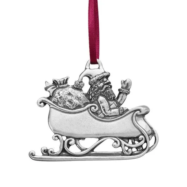 Santa in His Sleigh Pewter Ornament J. Schrecker Jewelry Hopkinsville, KY