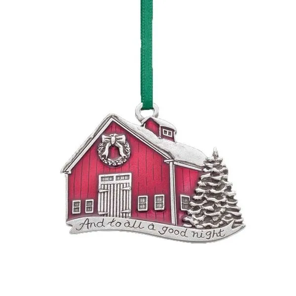 Danforth And to All a Good Night Barn Pewter Ornament J. Schrecker Jewelry Hopkinsville, KY