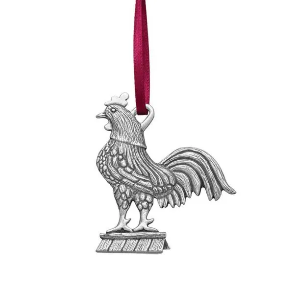 Rooster Pewter Ornament J. Schrecker Jewelry Hopkinsville, KY