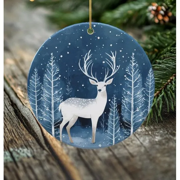 Blue and White Scandinavian Stag Deer Ornament J. Schrecker Jewelry Hopkinsville, KY