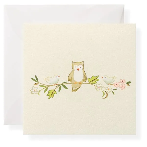 Woodland Owl with Friends Note Card with Vellum Envelope J. Schrecker Jewelry Hopkinsville, KY
