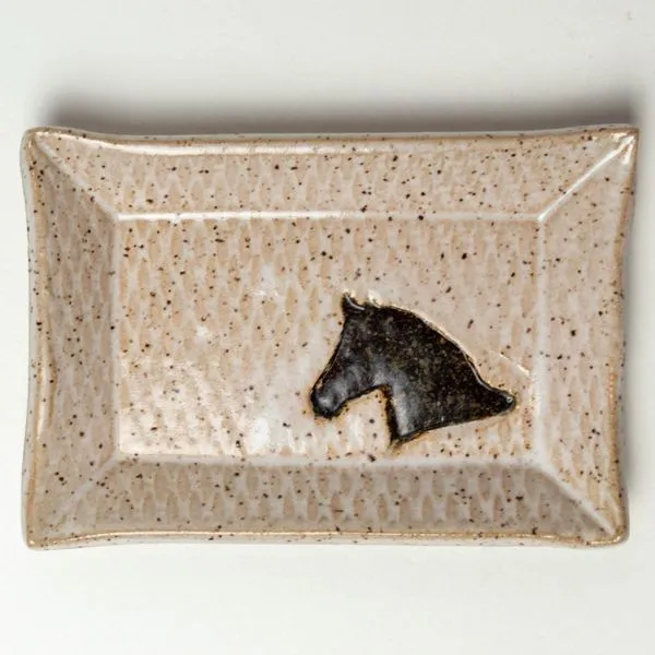 Brown Horse Cream Speckle Handmade Ceramic Rectangular Ring Dish J. Schrecker Jewelry Hopkinsville, KY