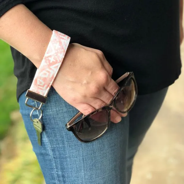 Washed Blush Aztec Print Regular Fobskey Wristlet Key Ring Image 2 J. Schrecker Jewelry Hopkinsville, KY