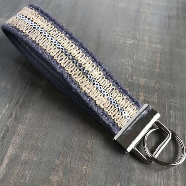 Gray & Silver Sequin Boho Regular Fobskey Wristlet Key Ring Image 2 J. Schrecker Jewelry Hopkinsville, KY