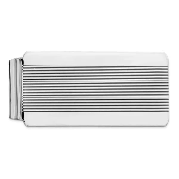 Sterling Silver Rectangular Money Clip with Pinstripe Detail J. Schrecker Jewelry Hopkinsville, KY