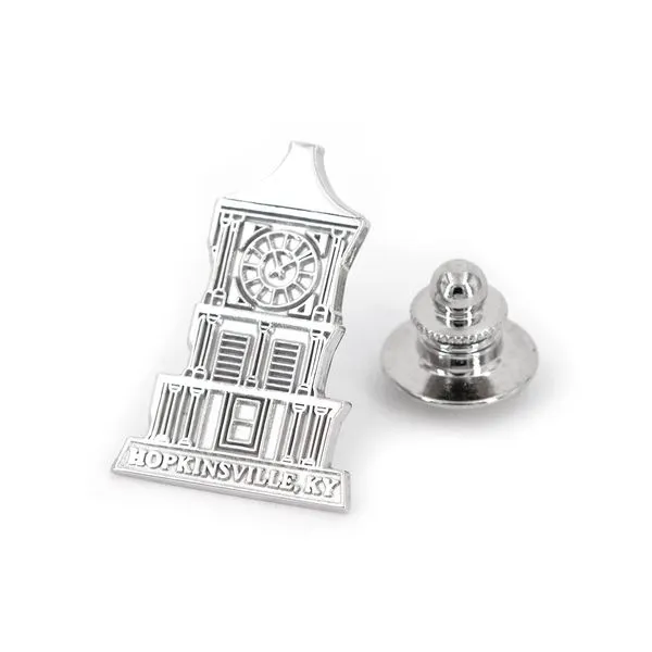 Sterling Silver Hopkinsville Clock Tower Lapel Pin J. Schrecker Jewelry Hopkinsville, KY