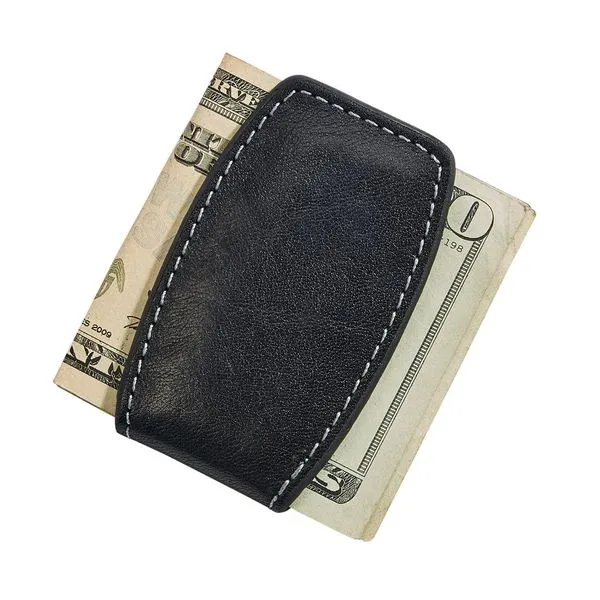 Black Leather Money Clip with Magnetic Closure J. Schrecker Jewelry Hopkinsville, KY