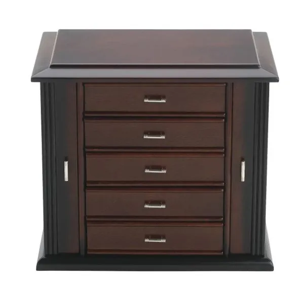 Reed & Barton Dark Mahogany Diva Jewelry Chest with Pale Aloe Interior Image 2 J. Schrecker Jewelry Hopkinsville, KY