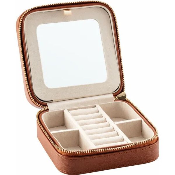 Camel Leatherette Jewelry Case with Mirror Image 2 J. Schrecker Jewelry Hopkinsville, KY