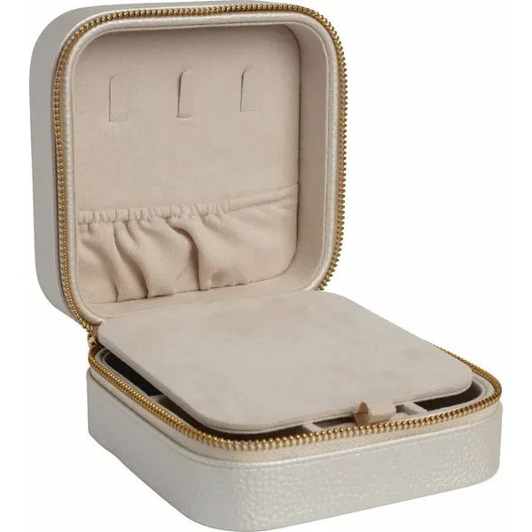 Champagne Ivory Leatherette Jewelry Case with Mirror Image 3 J. Schrecker Jewelry Hopkinsville, KY