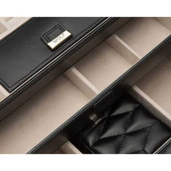 WOLF Caroline Medium Jewelry Case in Black Leather Image 4 J. Schrecker Jewelry Hopkinsville, KY