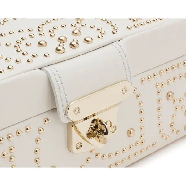 WOLF Marrakesh Flat Jewelry Case in Cream Genuine Leather with Goldtone Studs Image 5 J. Schrecker Jewelry Hopkinsville, KY