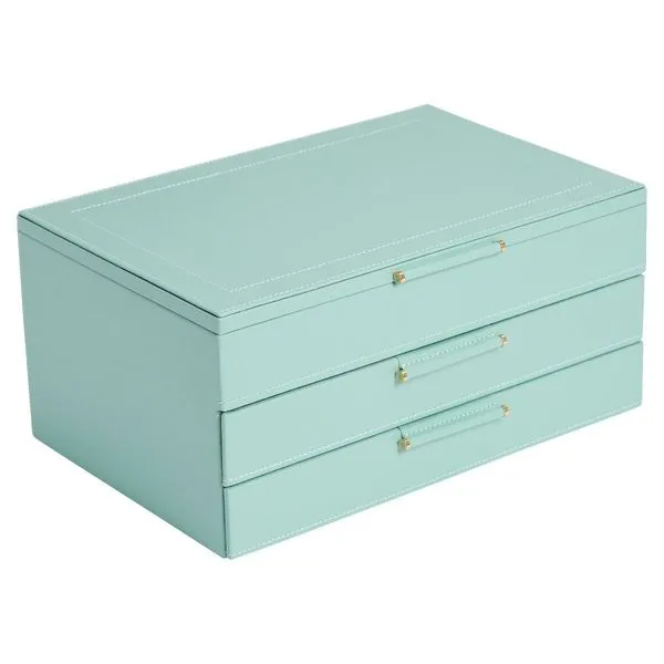 WOLF Sophia Jewelry Case in Jade Genuine Leather with Drawers Image 2 J. Schrecker Jewelry Hopkinsville, KY