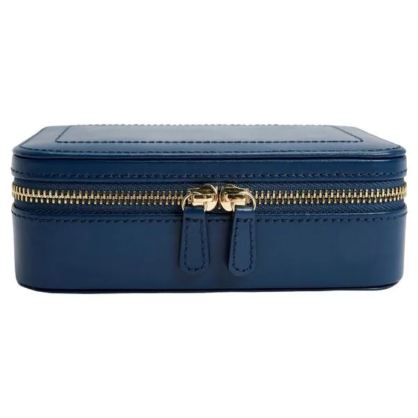 WOLF Sophia Indigo Blue Leather Travel Zip Jewelry Case Image 2 J. Schrecker Jewelry Hopkinsville, KY