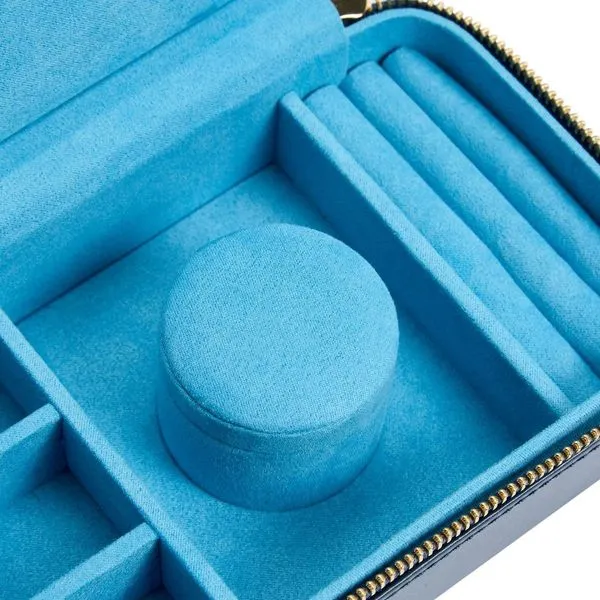 WOLF Sophia Indigo Blue Leather Travel Zip Jewelry Case Image 5 J. Schrecker Jewelry Hopkinsville, KY