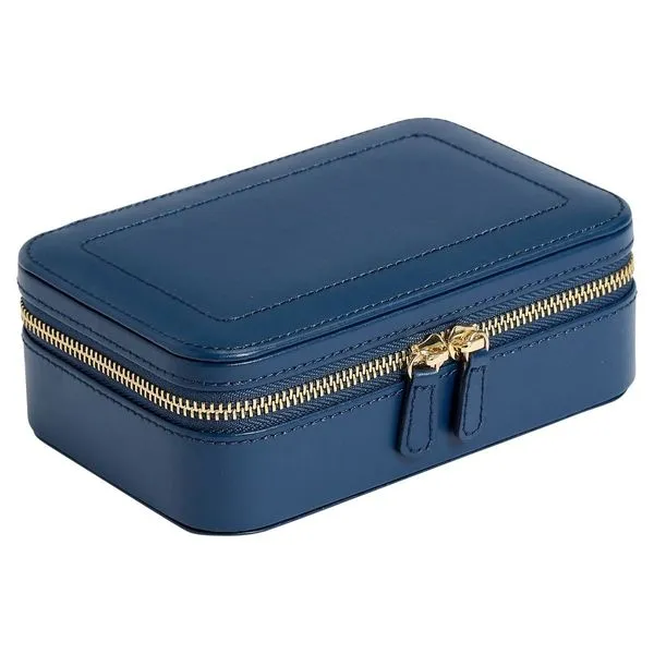 WOLF Sophia Indigo Blue Leather Travel Zip Jewelry Case J. Schrecker Jewelry Hopkinsville, KY