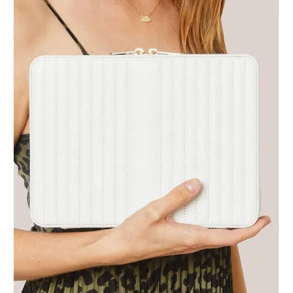 WOLF Maria Large Zip Case in White Leather Image 2 J. Schrecker Jewelry Hopkinsville, KY