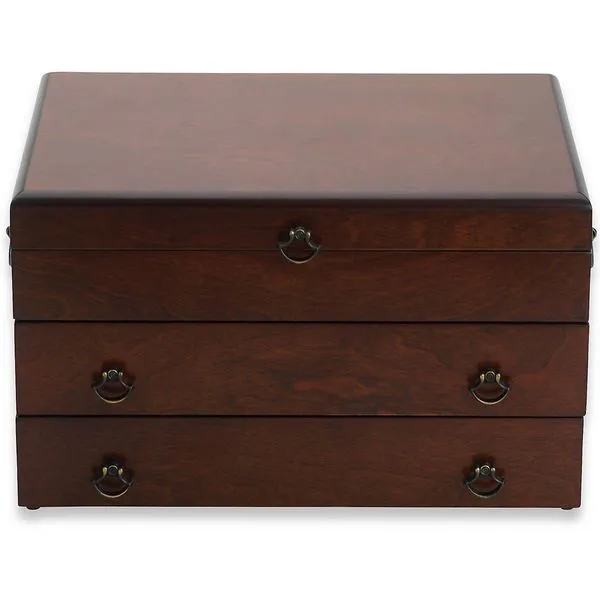Reed & Barton Bristol Grande Mahogany Brown Finish Flatware Chest J. Schrecker Jewelry Hopkinsville, KY