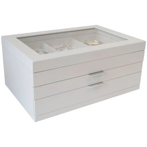 Misty Dove Gray Wood Jewelry Box with Gray Linen Interior J. Schrecker Jewelry Hopkinsville, KY