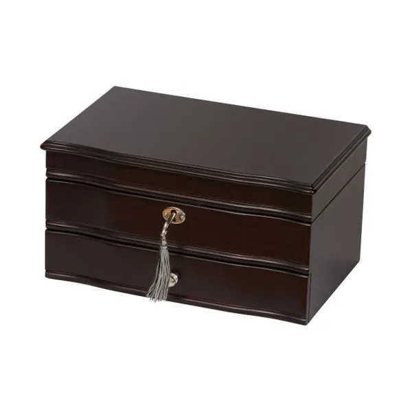 Davina Wooden Jewelry Box with Mahogany Finish and Sable Fabric Interior J. Schrecker Jewelry Hopkinsville, KY