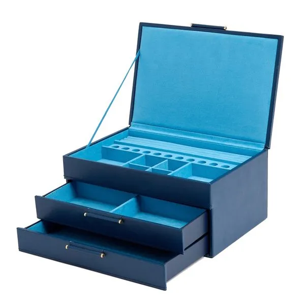 WOLF Sophia Jewelry Case in Indigo Genuine Leather with Drawers Image 2 J. Schrecker Jewelry Hopkinsville, KY