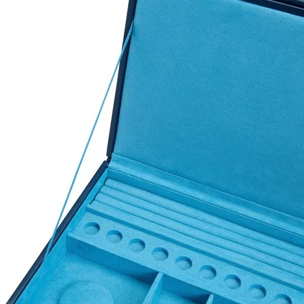 WOLF Sophia Jewelry Case in Indigo Genuine Leather with Drawers Image 4 J. Schrecker Jewelry Hopkinsville, KY
