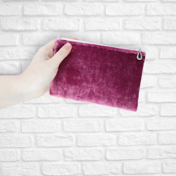 Evie Orchid Pink Silk Velvet Zipper Pouch 5 by 7 Inches J. Schrecker Jewelry Hopkinsville, KY