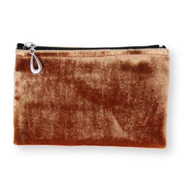 Evie Small Soft Copper Silk Velvet Zipper Pouch 5.2  by 3..5 Inches J. Schrecker Jewelry Hopkinsville, KY